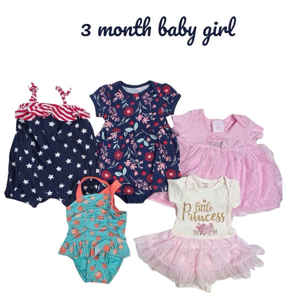 Baby Girl Size 3 Month 5 Piece Lot Summer Outfits EUC